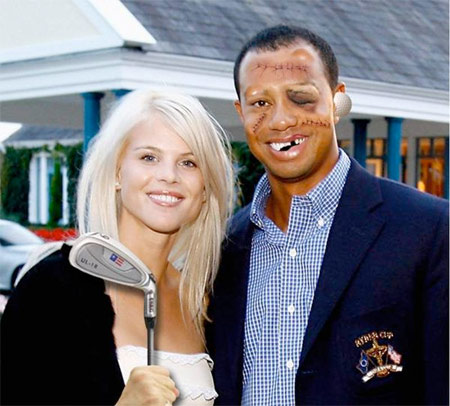 Clubbed Tiger Woods Picture